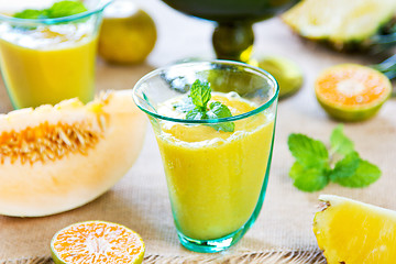 Image showing Pineapple with Orange and Melon smoothie