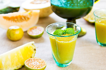 Image showing Pineapple with Orange and Melon smoothie