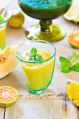 Image showing Pineapple with Orange and Melon smoothie