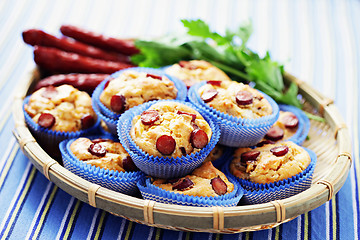 Image showing muffins with sausages