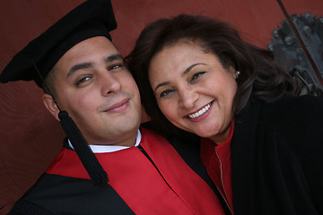 Image showing University graduate with his mother