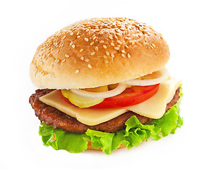 Image showing Big hamburger on white background