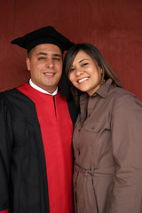 Image showing Happy couple on graduation day