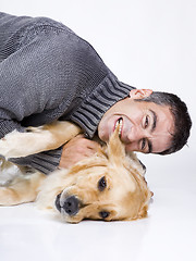 Image showing man and dog