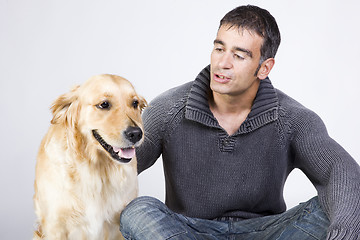 Image showing man and dog