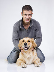 Image showing man and dog