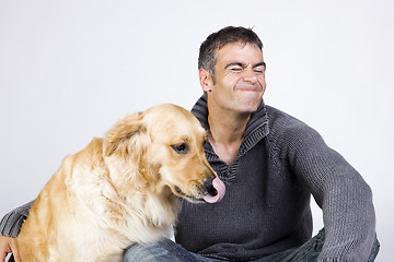 Image showing man and dog