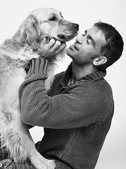 Image showing man and dog