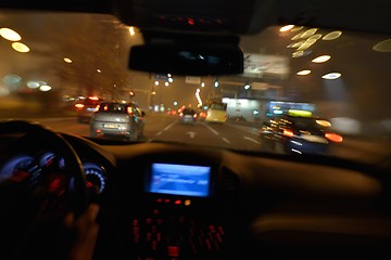 Image showing night car driving