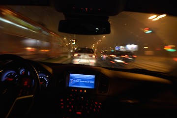 Image showing night car driving