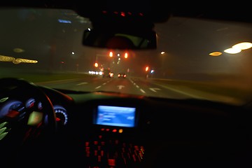 Image showing night car driving