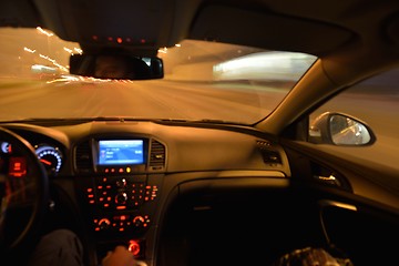 Image showing night car driving