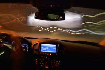 Image showing night car driving