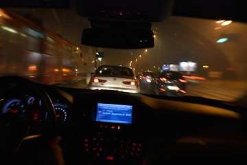 Image showing night car driving