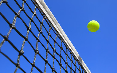 Image showing Tennis balls on Court