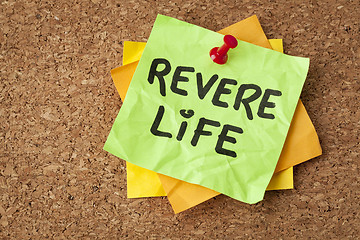 Image showing revere life on a sticky note