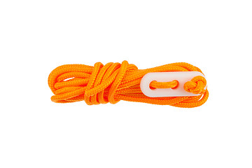 Image showing Orange rope used for bracing a tent