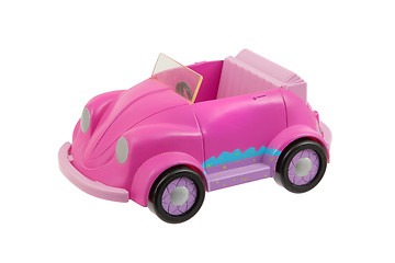 Image showing Old pink plastic toy car