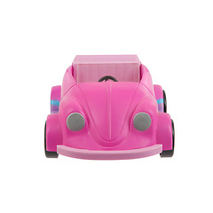 Image showing Old pink plastic toy car