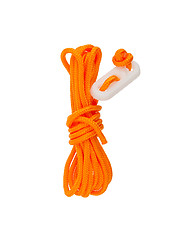 Image showing Orange rope used for bracing a tent