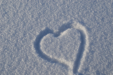 Image showing Simple heart shape draw snow concept winter love 