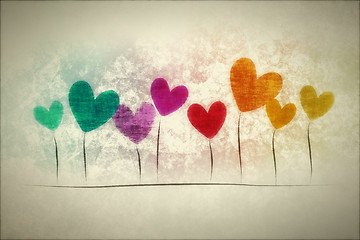 Image showing grunge background hearts