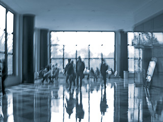 Image showing business people activity in the office lobby motion blur