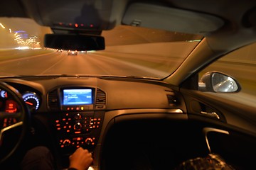 Image showing night car driving