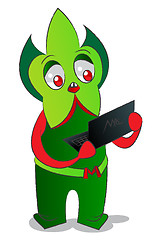 Image showing Alien and laptop