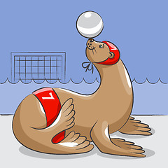 Image showing Seal - the water polo  player