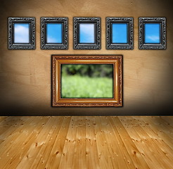 Image showing abstract interior with wooden frames like windows