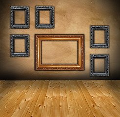 Image showing wall with composition of empty frames