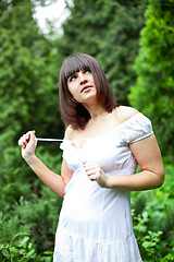 Image showing young woman in a forest 