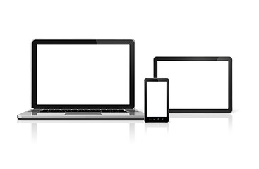 Image showing Laptop, mobile phone and digital tablet pc