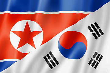 Image showing North Korea and South Korea flag