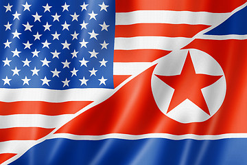 Image showing USA and North Korea flag