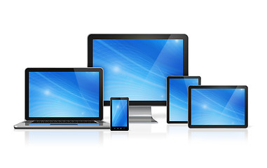 Image showing computer, laptop, mobile phone and digital tablet pc