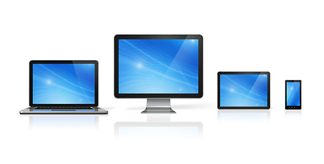 Image showing computer, laptop, mobile phone and digital tablet pc