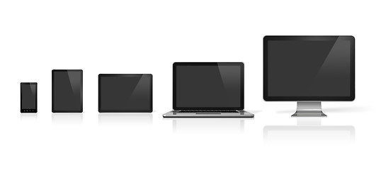 Image showing computer, laptop, mobile phone and digital tablet pc