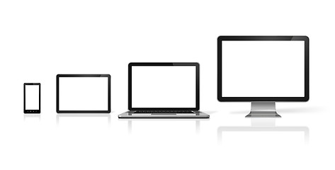 Image showing computer, laptop, mobile phone and digital tablet pc