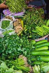 Image showing Vegetables stall in a market