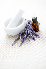 Image showing lavender and mortar and pestle