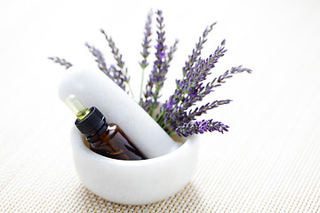 Image showing lavender and mortar and pestle