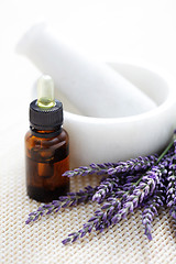 Image showing lavender and mortar and pestle