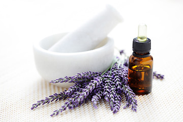 Image showing lavender and mortar and pestle