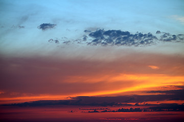 Image showing Sunset sky over the lake