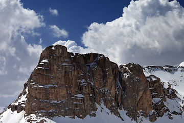 Image showing Rocks and blue sky with clouds