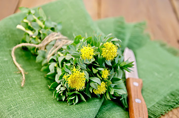 Image showing Rhodiola rosea on the board with a knife