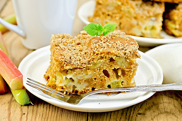 Image showing Pie rhubarb on the board