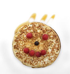 Image showing Pancake With Maple Syrup And Berries 